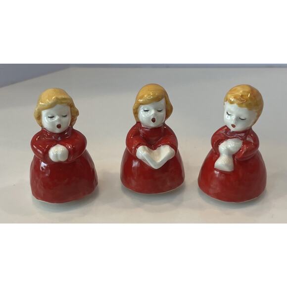 3 Goebel Angel Figurines Red Singing Angels Made West Germany Miniature 2” VTG - Picture 1 of 6